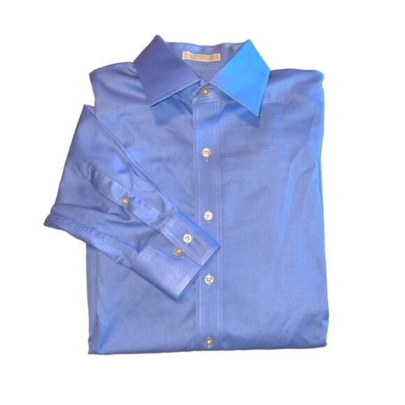 Michael Kors Blue 100% Cotton Button Front Shirt size Large - Picture 2 of 7